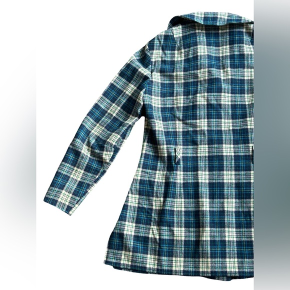 Vintage Pendleton Wool Plaid Coat Women’s S M 6 8 Blue Green USA Made Belted - Picture 9 of 13
